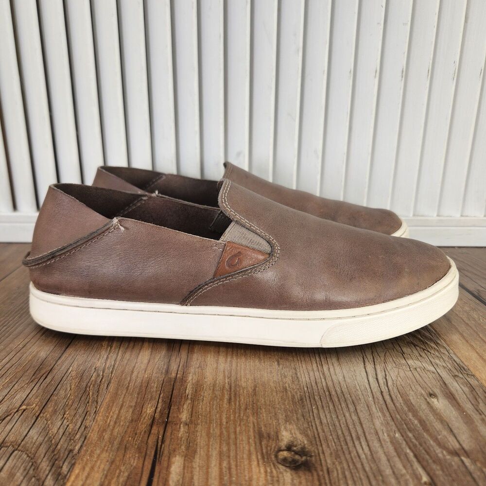 Olukai Pehuea Leather Loafers Womens Size 8 Brown Slip On Casual Comfort Shoes